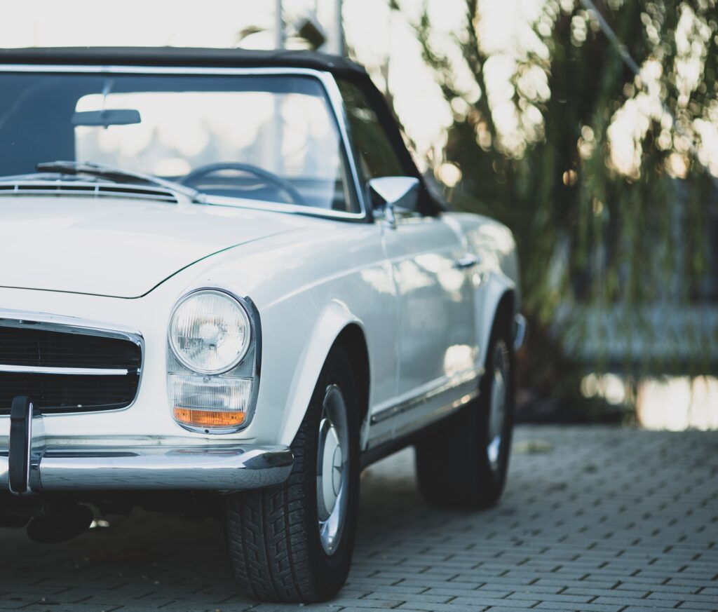 White oldtimer retro car